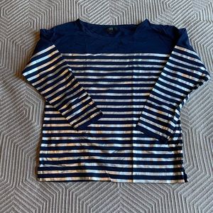 Jcrew navy and metallic silver striped shirt